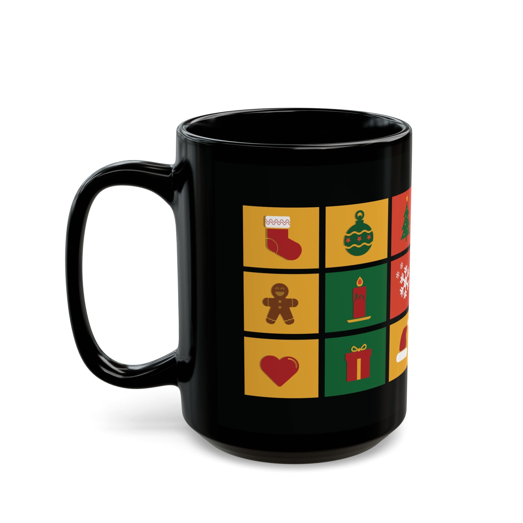 Vianočné ikony čierny hrnček