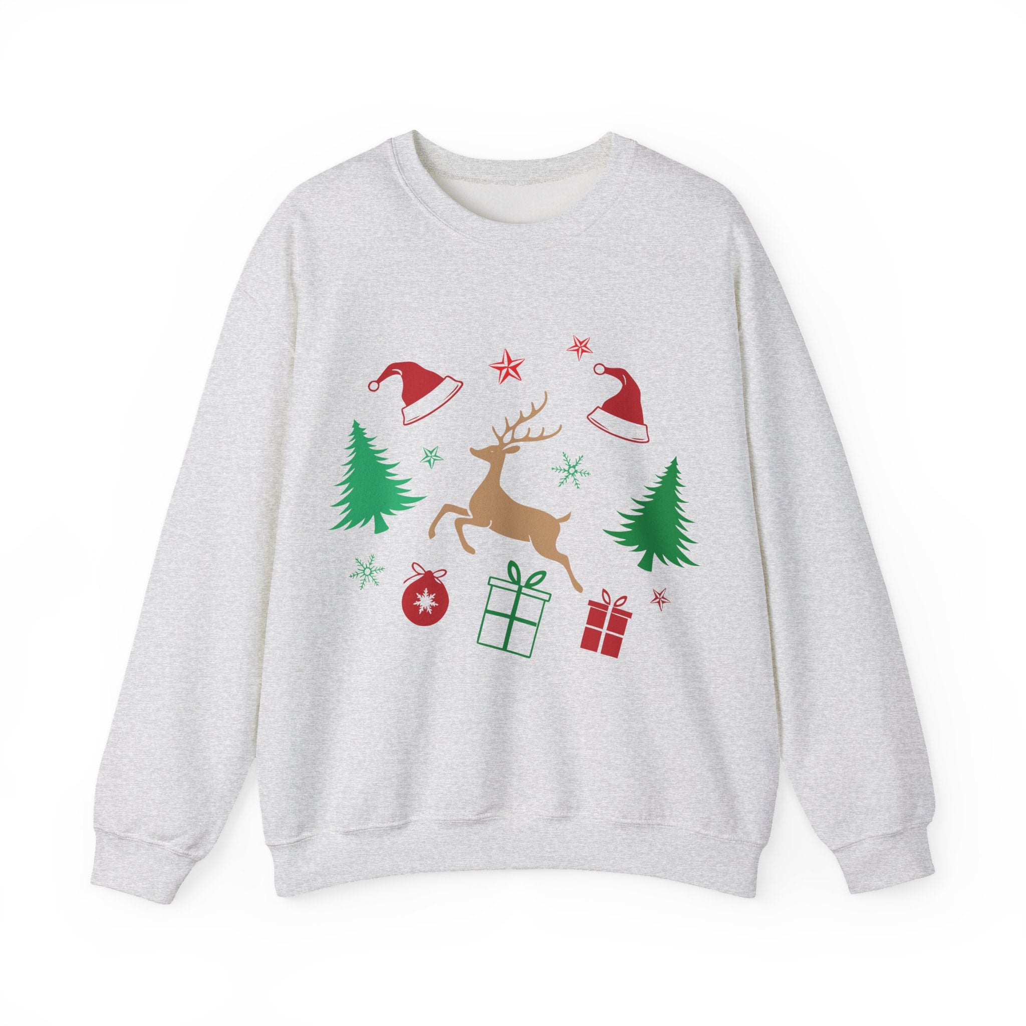 Vianočná mikina s okrúhlym výstrihom a sobíkom 