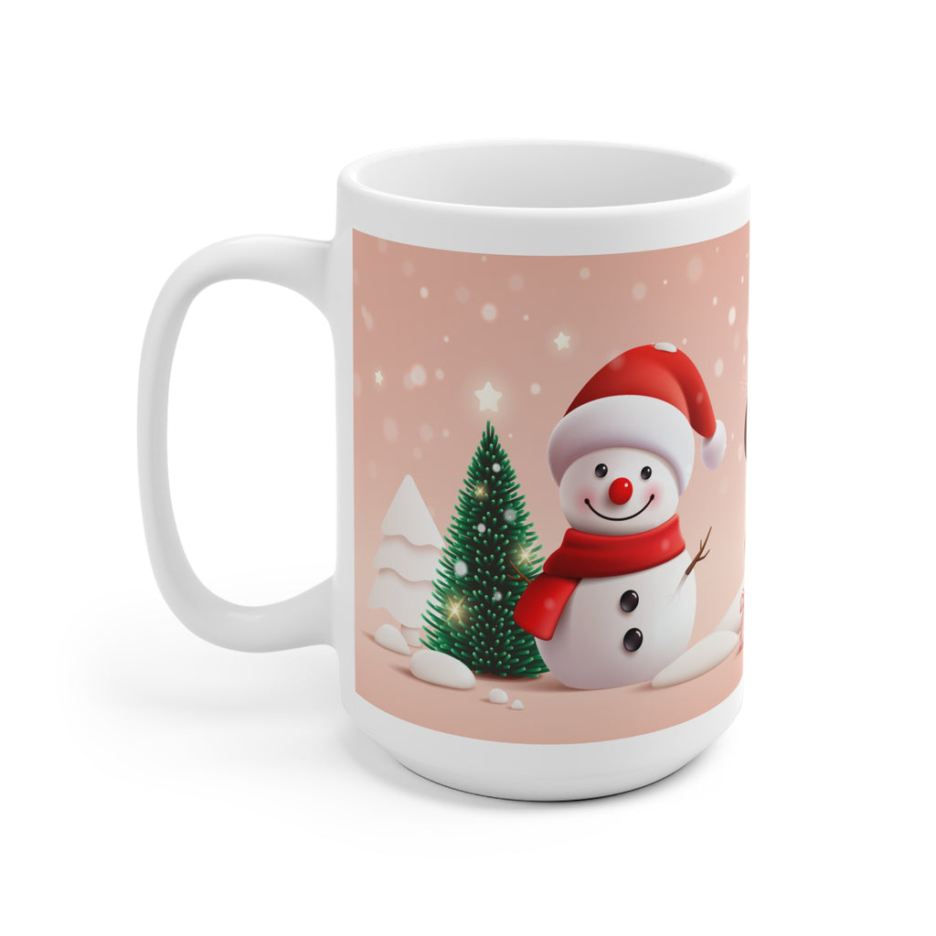 Keramický hrnček so snehuliakmi