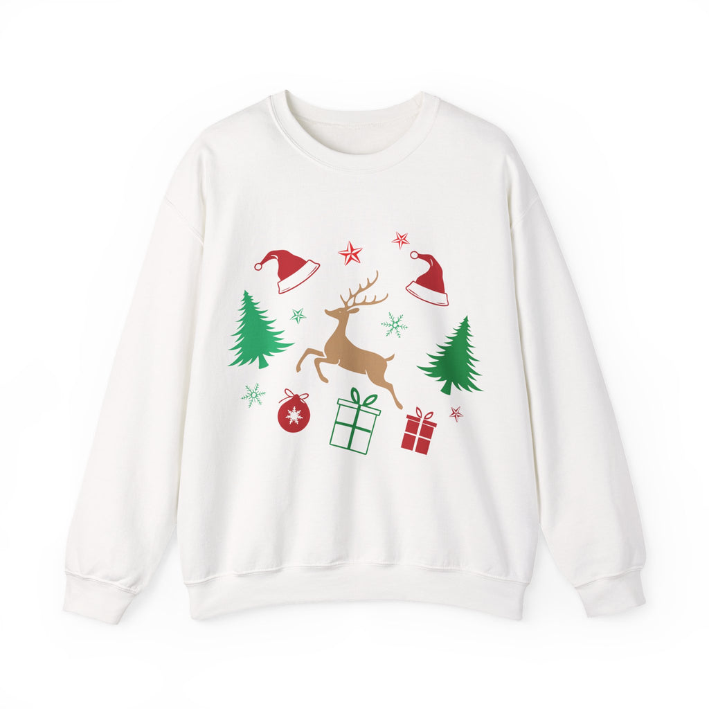 Vianočná mikina s okrúhlym výstrihom a sobíkom 