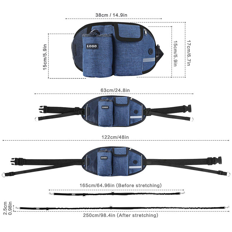 Taška na vodítko pre výcvik psov s voľnými rukami