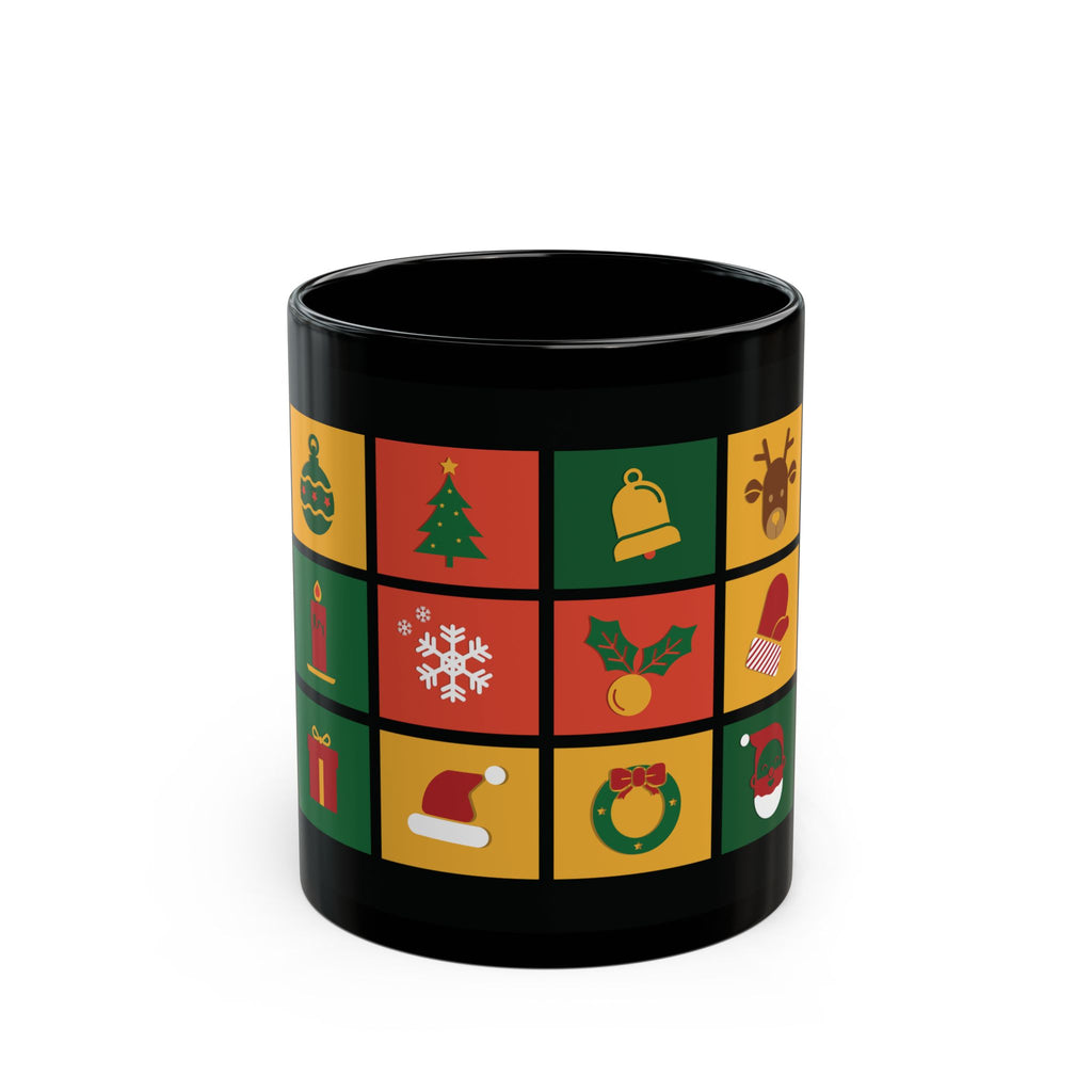 Vianočné ikony čierny hrnček