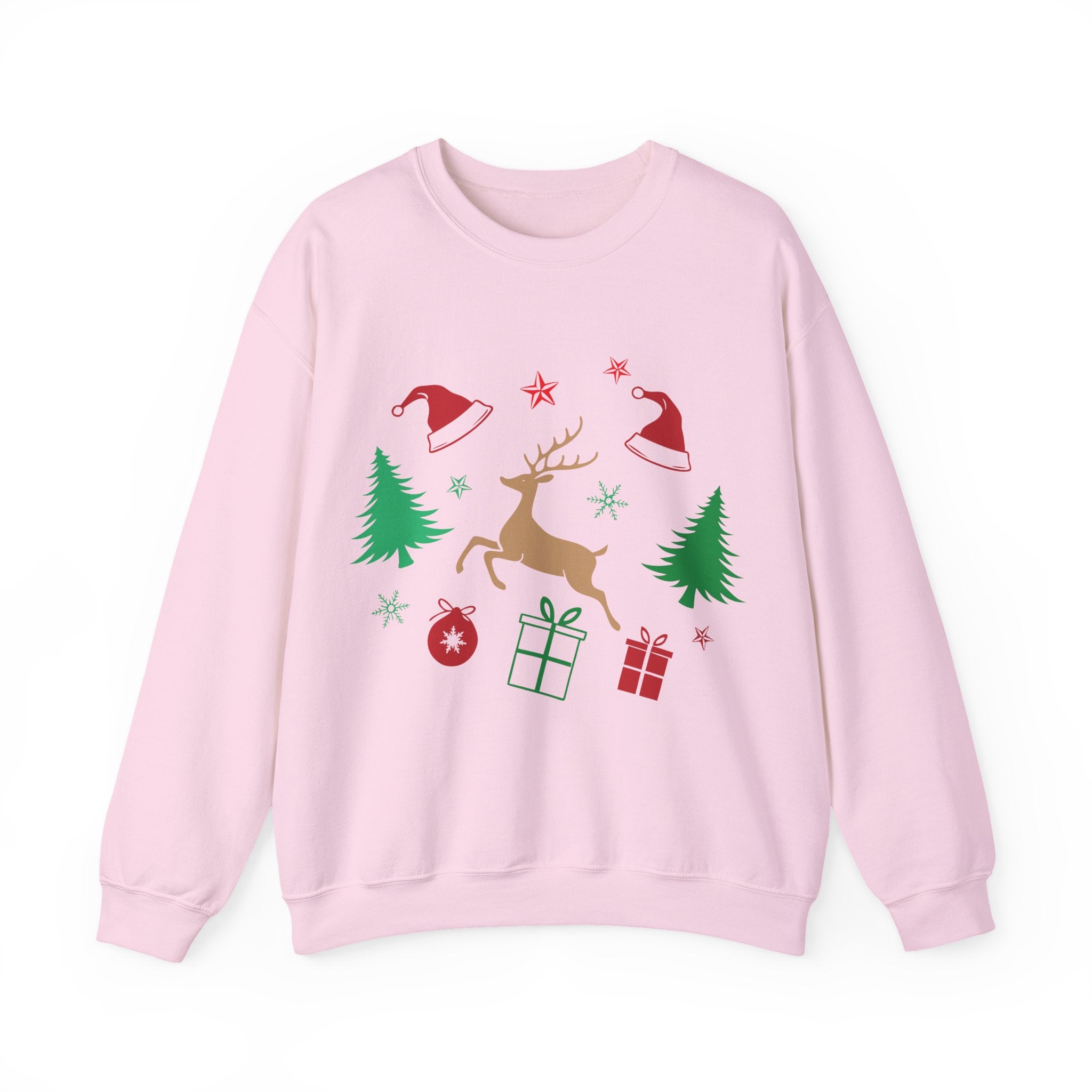 Vianočná mikina s okrúhlym výstrihom a sobíkom 