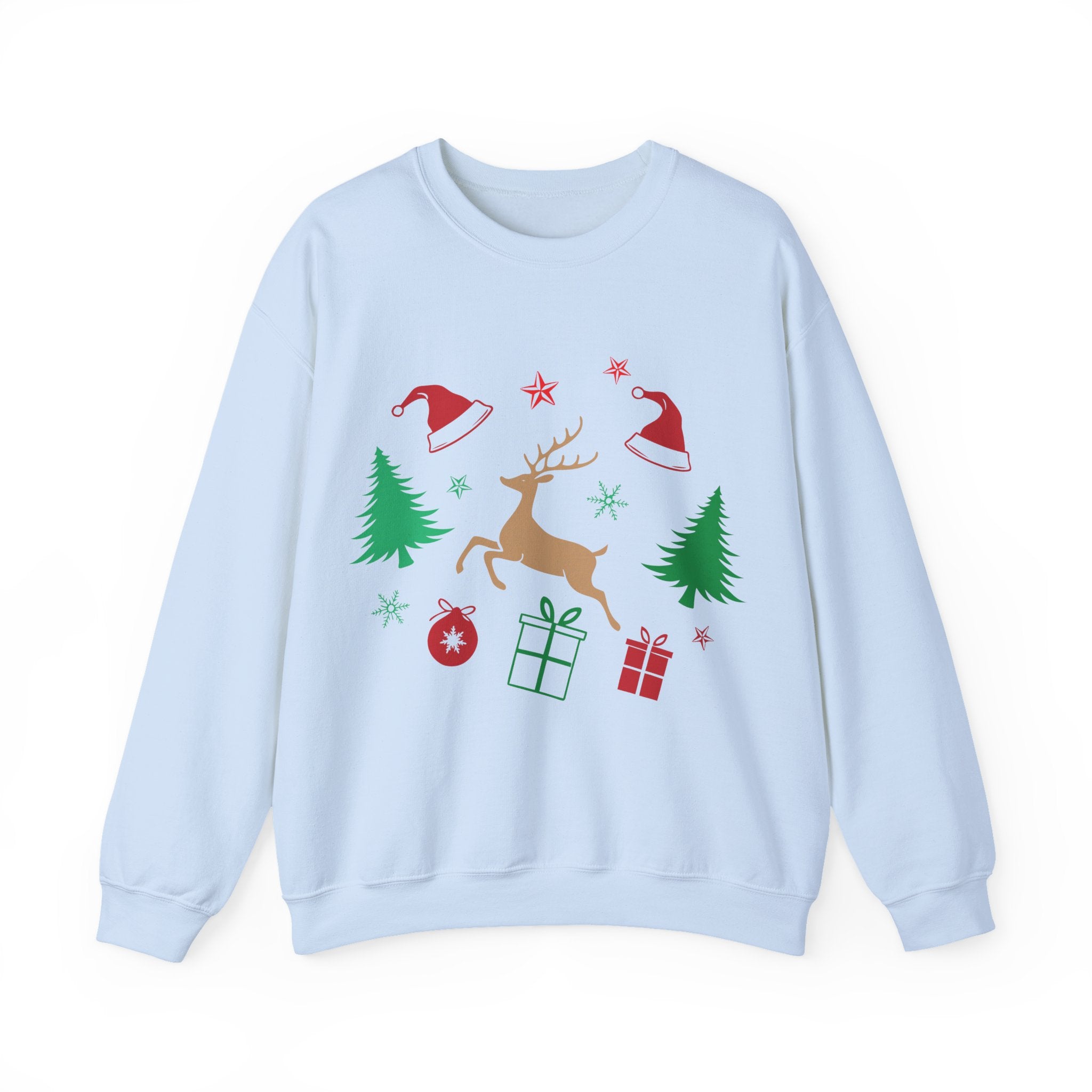 Vianočná mikina s okrúhlym výstrihom a sobíkom 