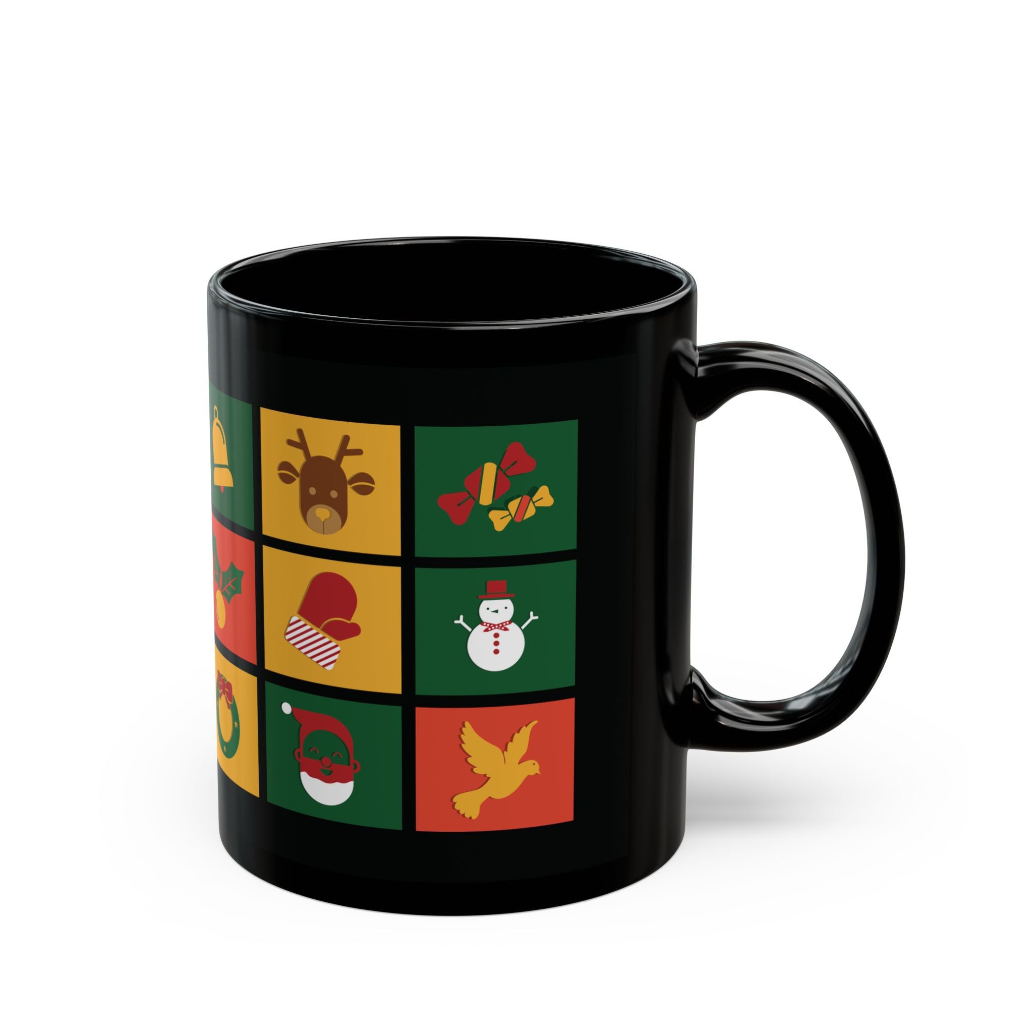 Vianočné ikony čierny hrnček