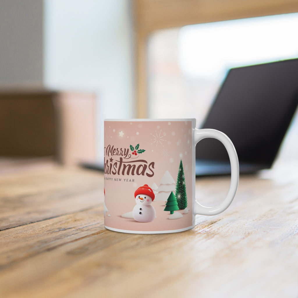 Keramický hrnček so snehuliakmi