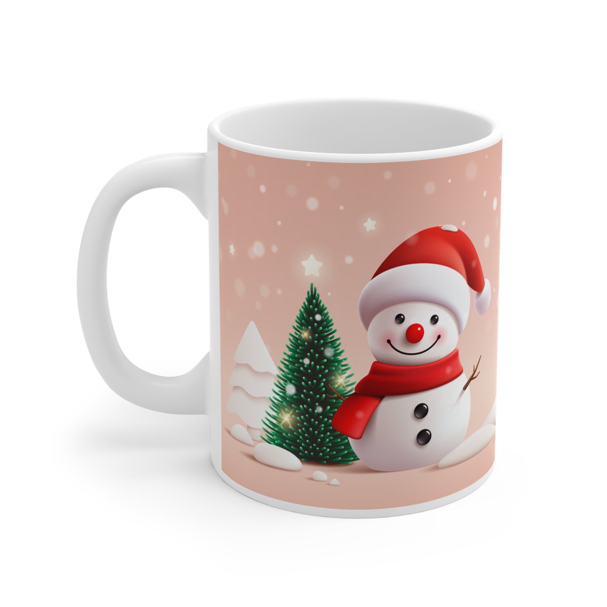 Keramický hrnček so snehuliakmi