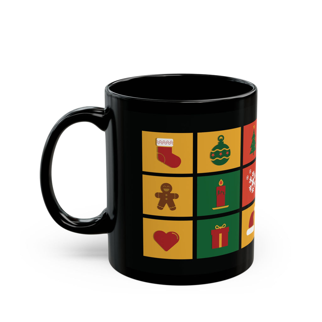 Vianočné ikony čierny hrnček