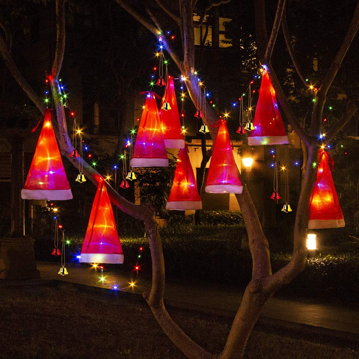 Hanging Glowing Christmas Hats String Lights