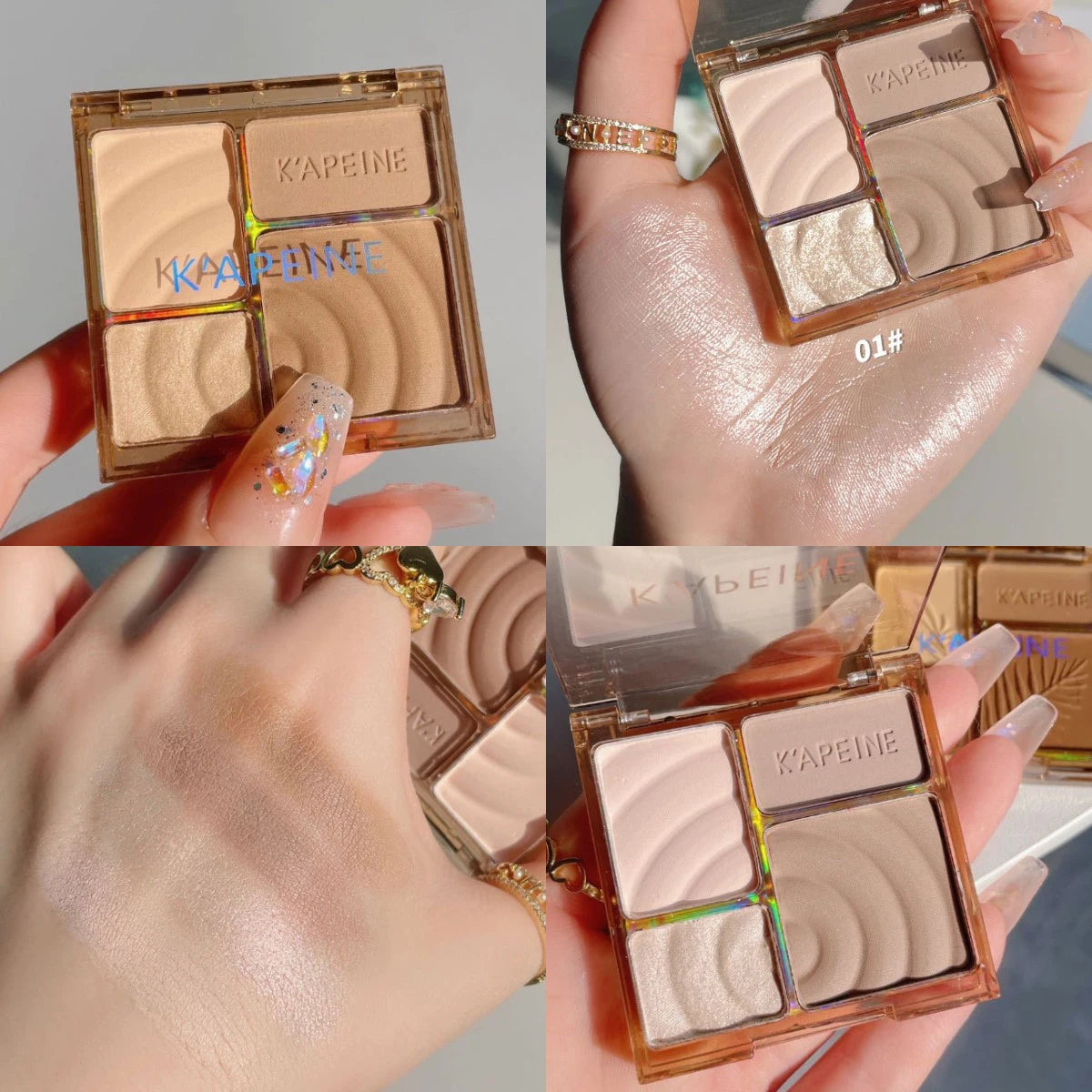 4-farebný rozjasňovač, kontúrovací 3D bronzer na tvár 