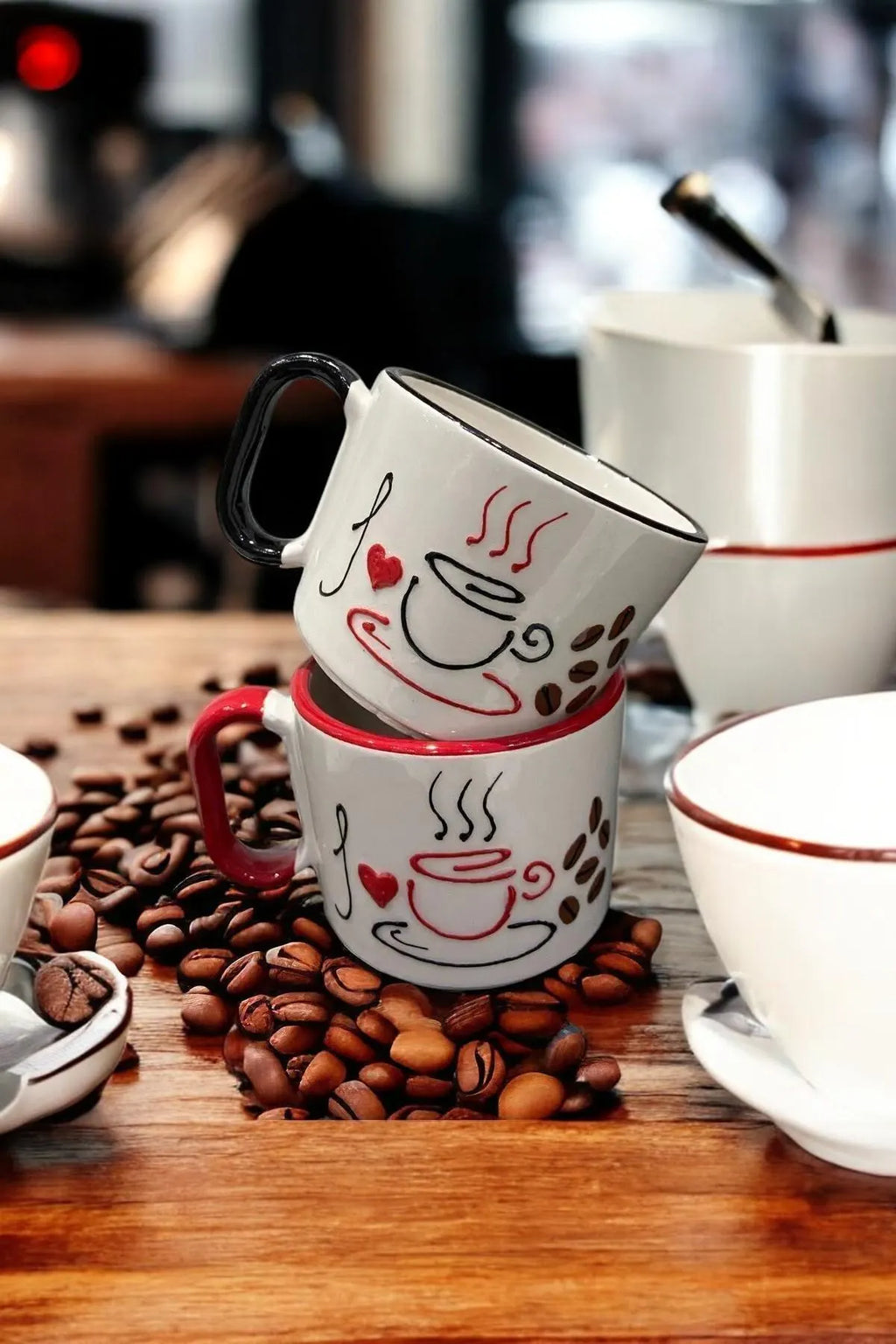 Sada 2 ručne vyrobených keramických hrnčekov 