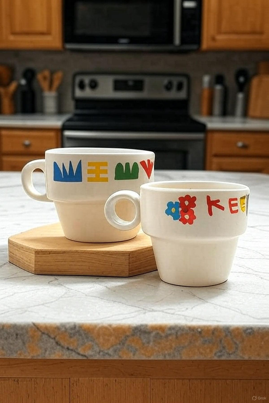 Sada 2 ručne vyrobených keramických šálok