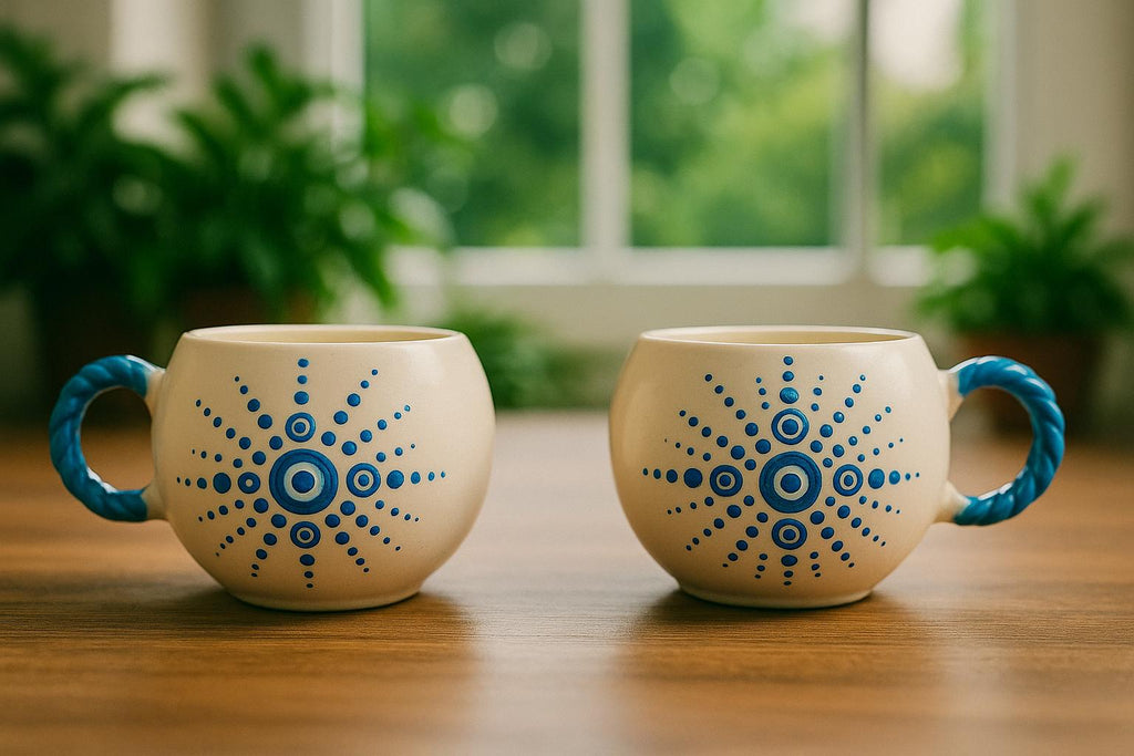 Sada 2 ručne vyrobených keramických hrnčekov